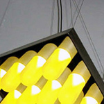 <p><strong><a href=johanna-grawunder.html class=link-lightbox>Johanna Grawunder</a></strong><br />Pillow Talk</p><p><strong>Led Yellow</strong></p><p>Ceiling lamp in stainless steel with six  cables of regulation in steel. Diffusers in blown and sanded glass with  fluorescent finish. 16 electronic light bulbs. <br />55 x 55 x h. 55 cm.</p><p>Limited edition of 12 signed and numbered  pieces.</p>